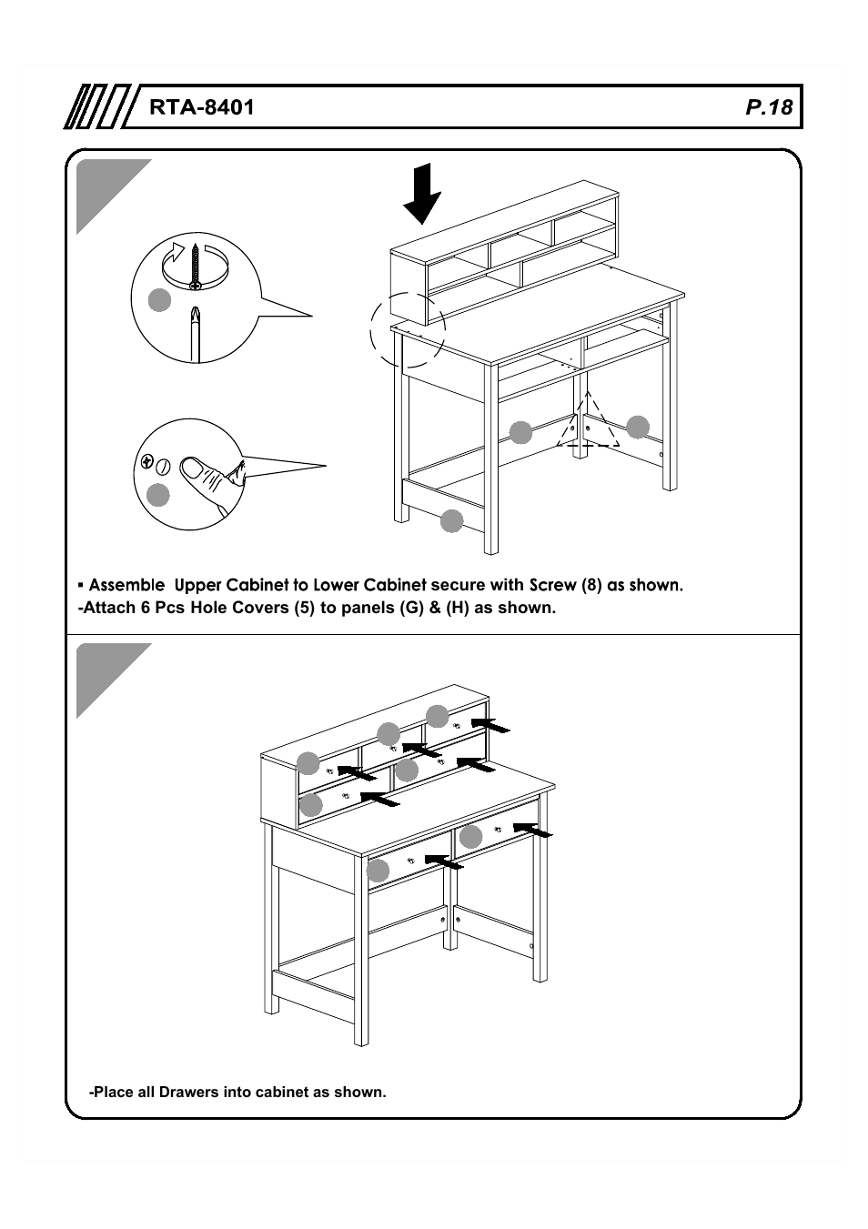 RTA Products RTA-8401 User Manual | Page 18 / 19