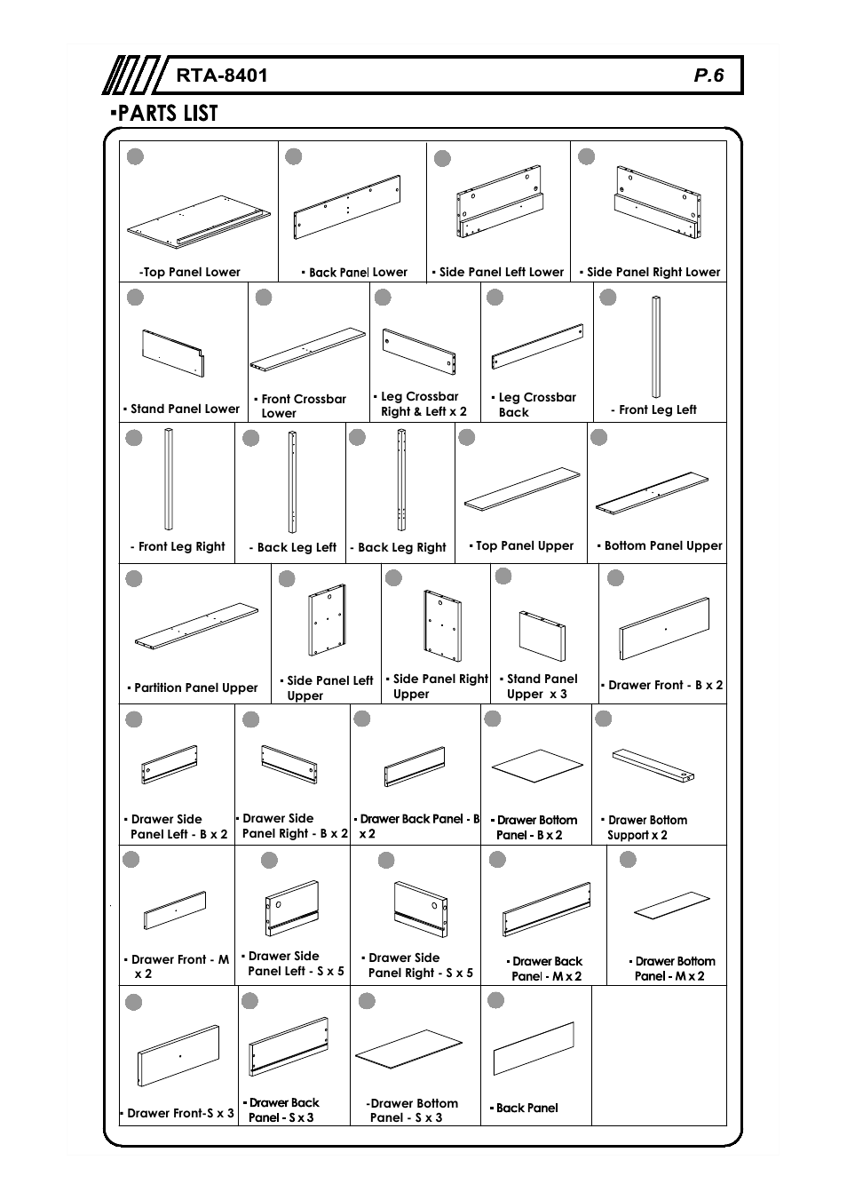 RTA Products RTA-8401 User Manual | Page 6 / 19