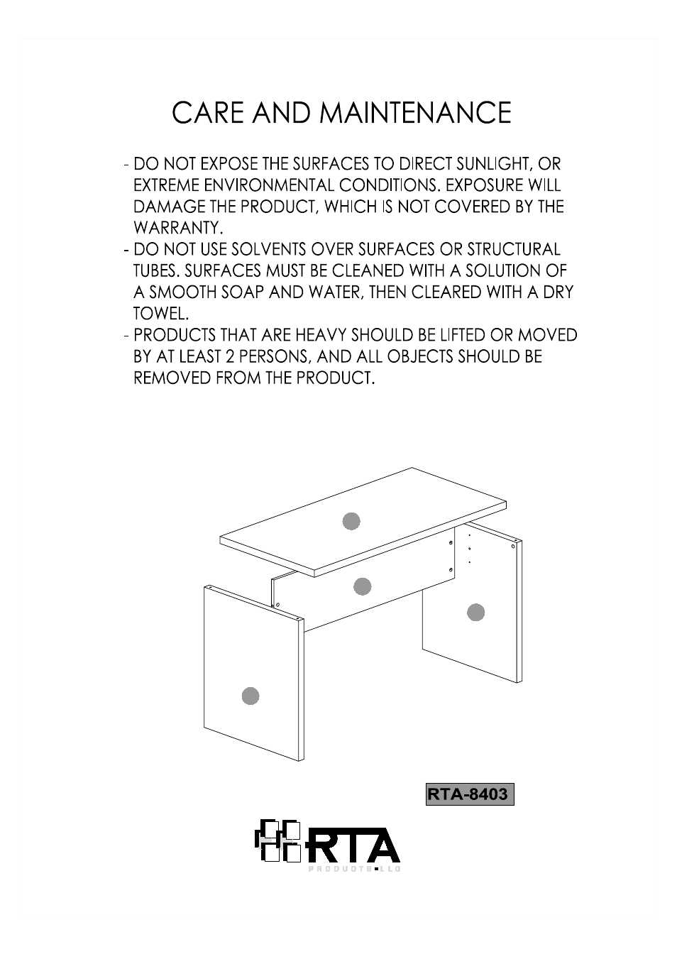 RTA Products RTA-8403 User Manual | Page 2 / 10