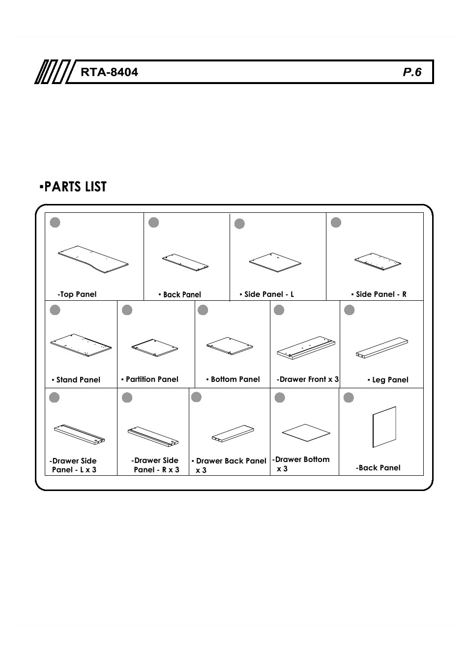 RTA Products RTA-8404 User Manual | Page 6 / 14