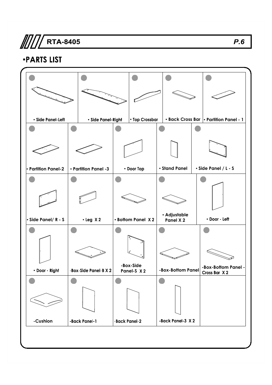 RTA Products RTA-8405 User Manual | Page 6 / 17