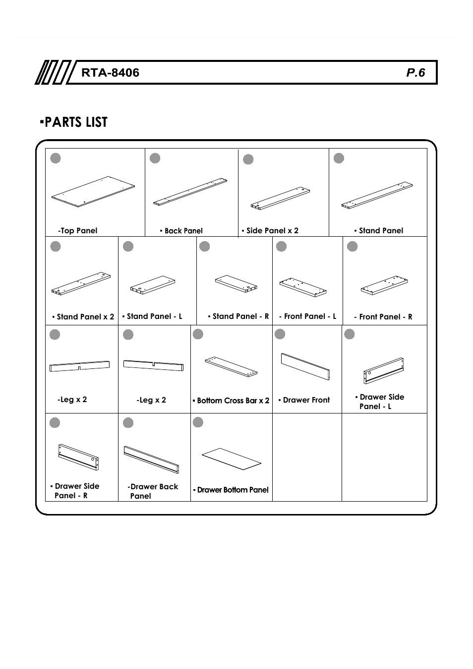 RTA Products RTA-8406 User Manual | Page 6 / 16