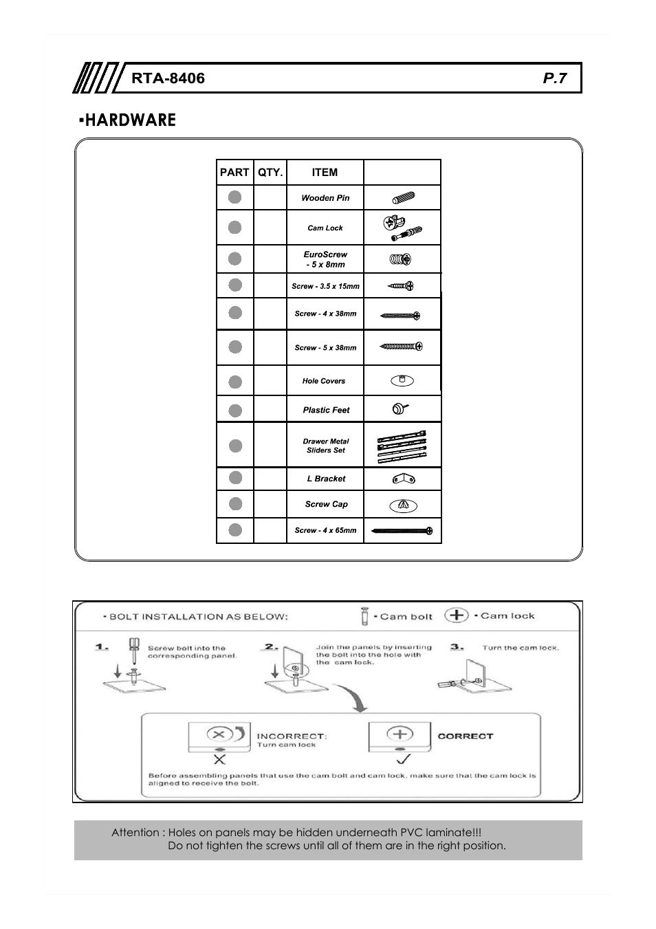 RTA Products RTA-8406 User Manual | Page 7 / 16