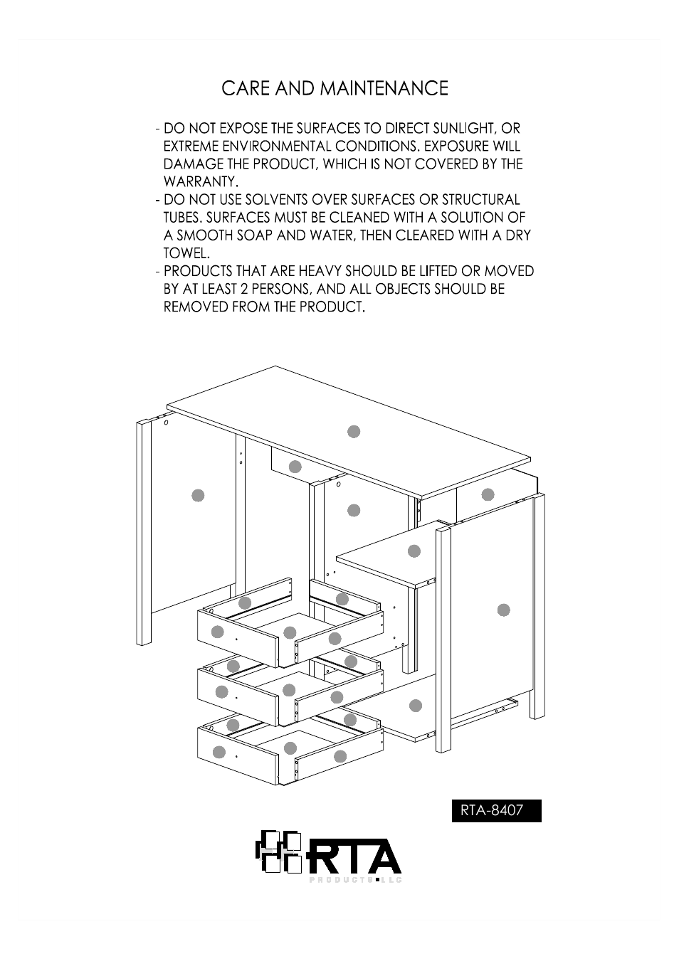 Rta-8407 | RTA Products RTA-8407 User Manual | Page 2 / 15