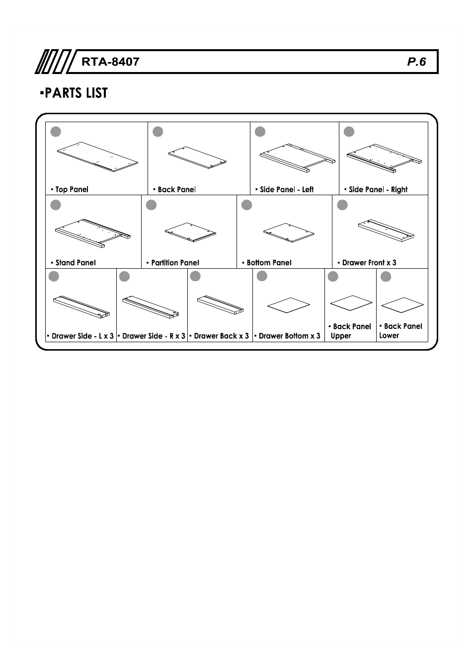 RTA Products RTA-8407 User Manual | Page 6 / 15