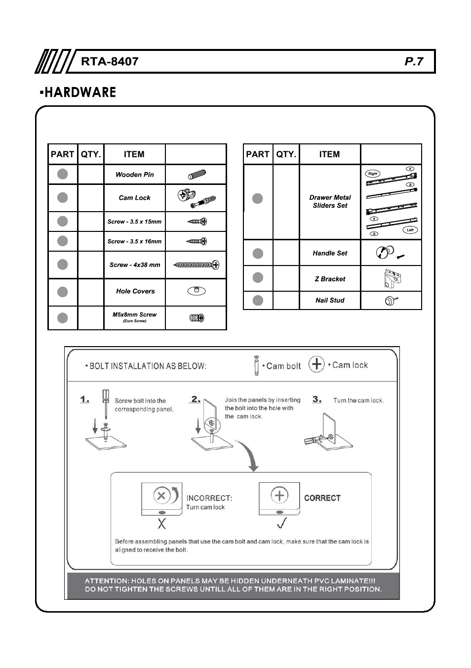 RTA Products RTA-8407 User Manual | Page 7 / 15