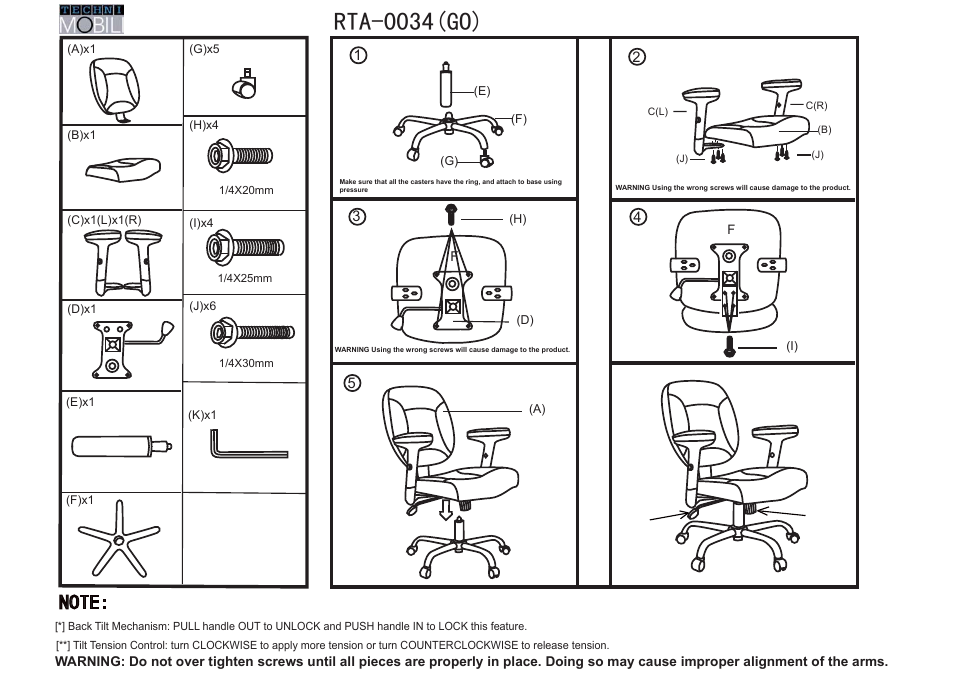 RTA Products RTA-0034 User Manual | 4 pages