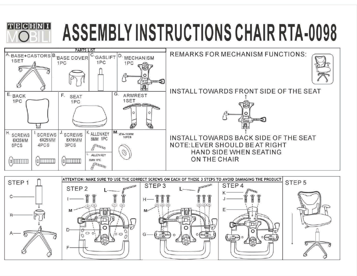 RTA Products RTA-0098M User Manual | 4 pages