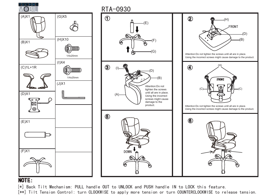 RTA Products RTA-0930 User Manual | 4 pages