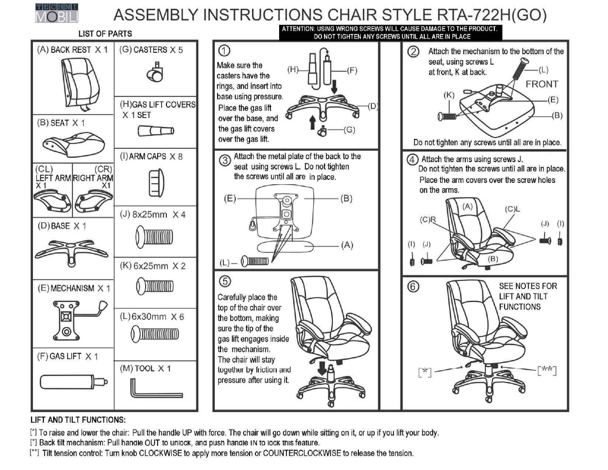 RTA Products RTA-722H User Manual | 4 pages