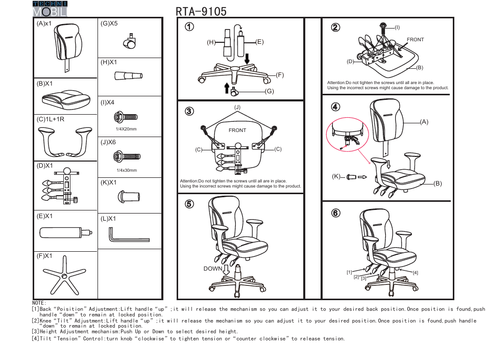 RTA Products RTA-9105 User Manual | 4 pages