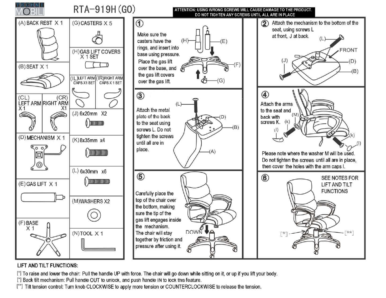 RTA Products RTA-919H User Manual | 4 pages