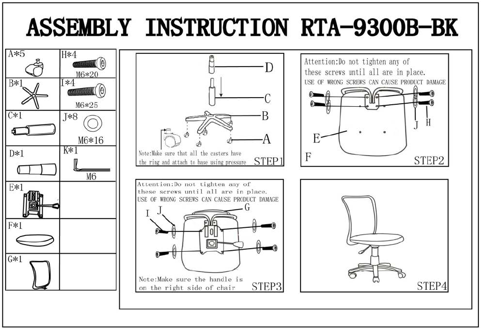 RTA Products RTA-9300B User Manual | 4 pages