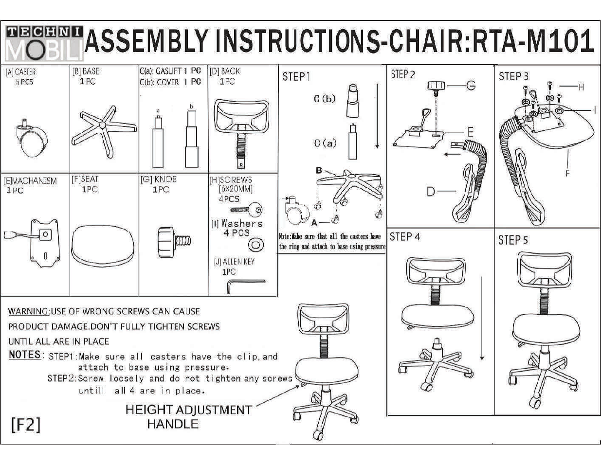 RTA Products RTA-M101 User Manual | 4 pages
