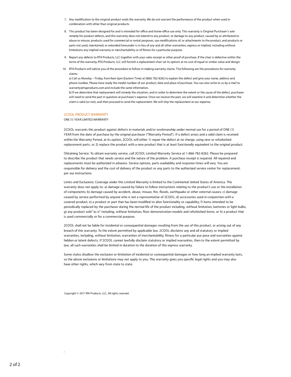 RTA Products RTA-M101 User Manual | Page 4 / 4