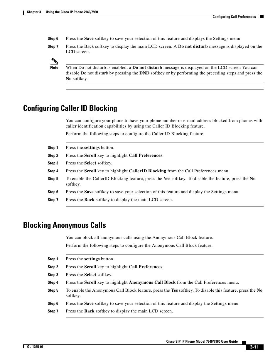 Configuring caller id blocking, Blocking anonymous calls | Cisco ip phone 7960 User Manual | Page 11 / 14