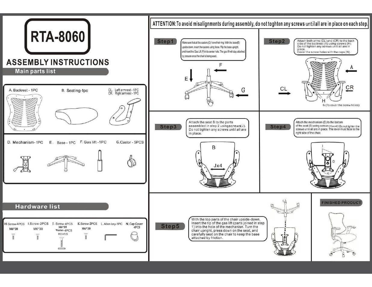 RTA Products RTA-8060 User Manual | 4 pages