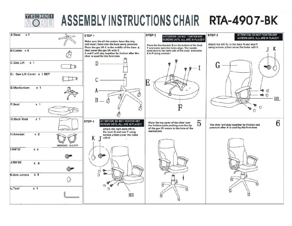 RTA Products RTA-4907 User Manual | 3 pages