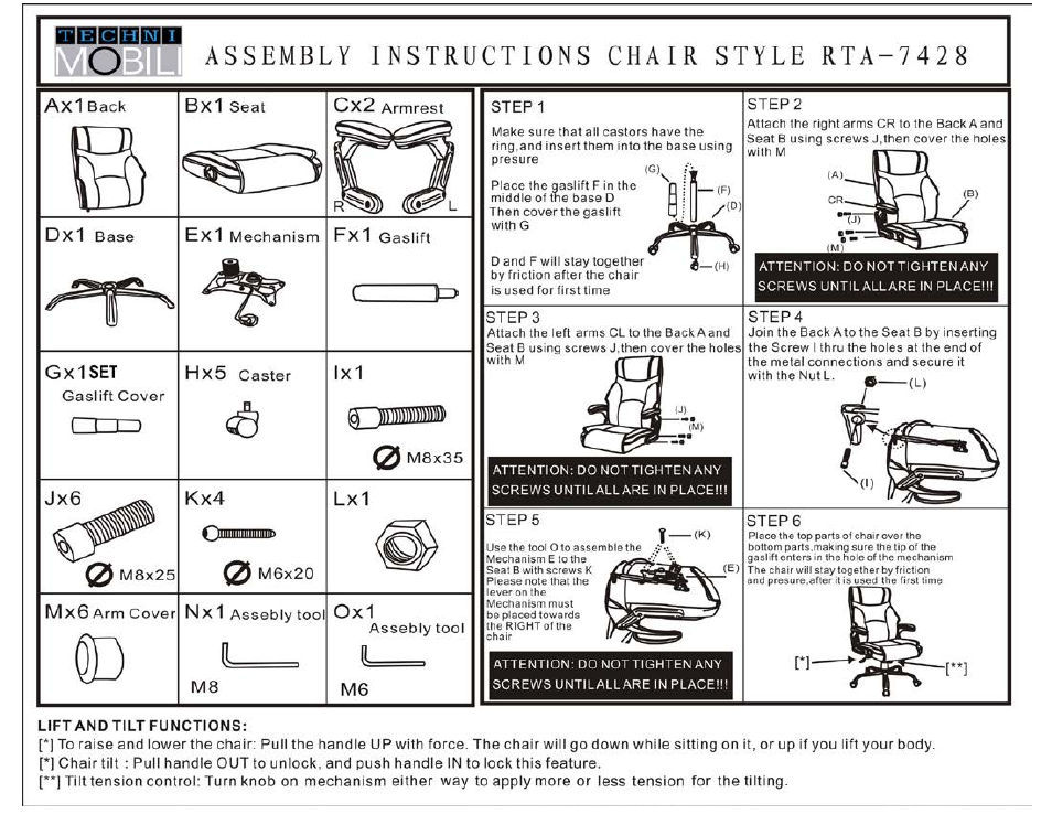RTA Products RTA-7428 User Manual | 3 pages