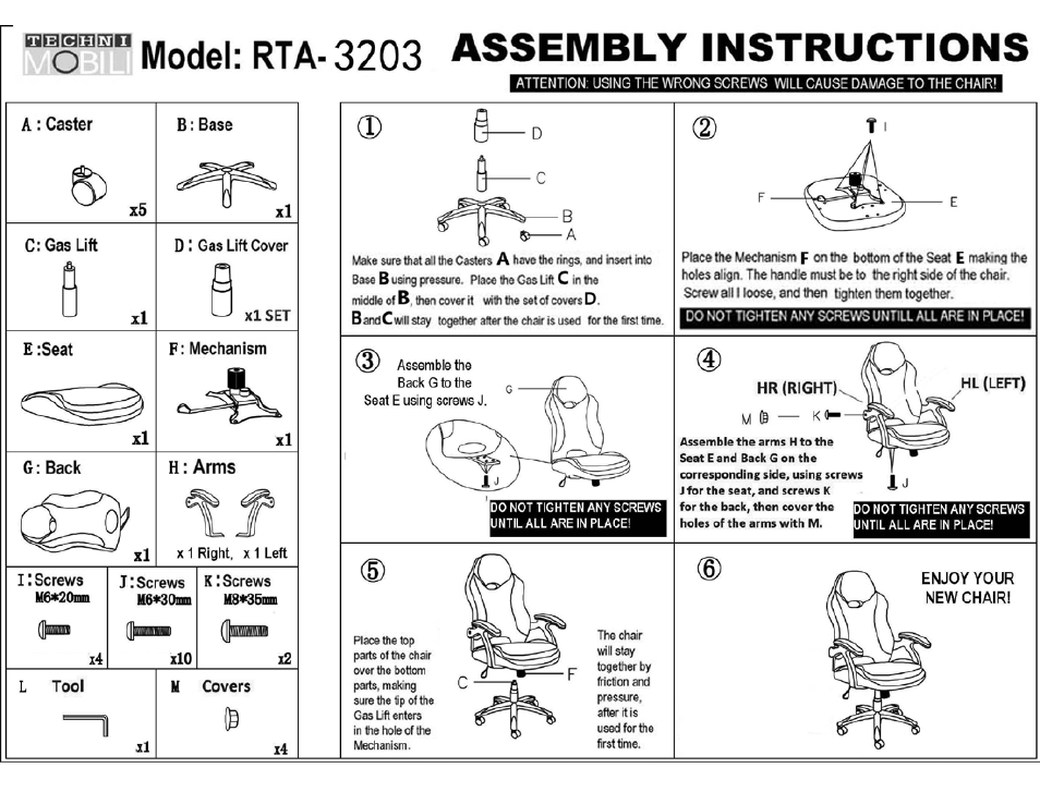 RTA Products RTA-3203 User Manual | 3 pages
