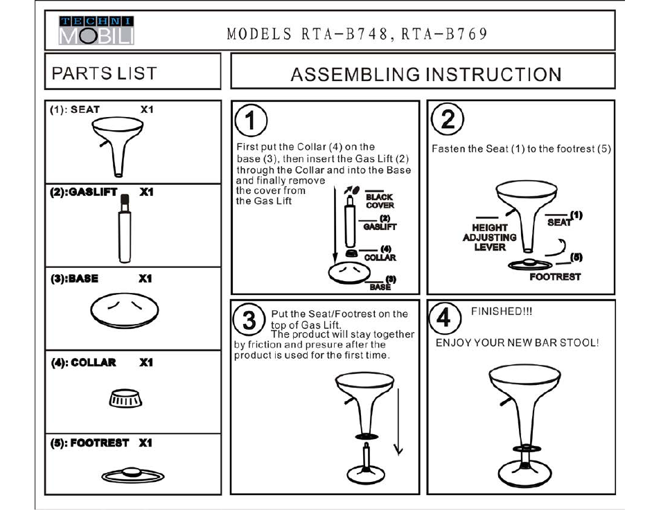 RTA Products RTA-B748 User Manual | 3 pages