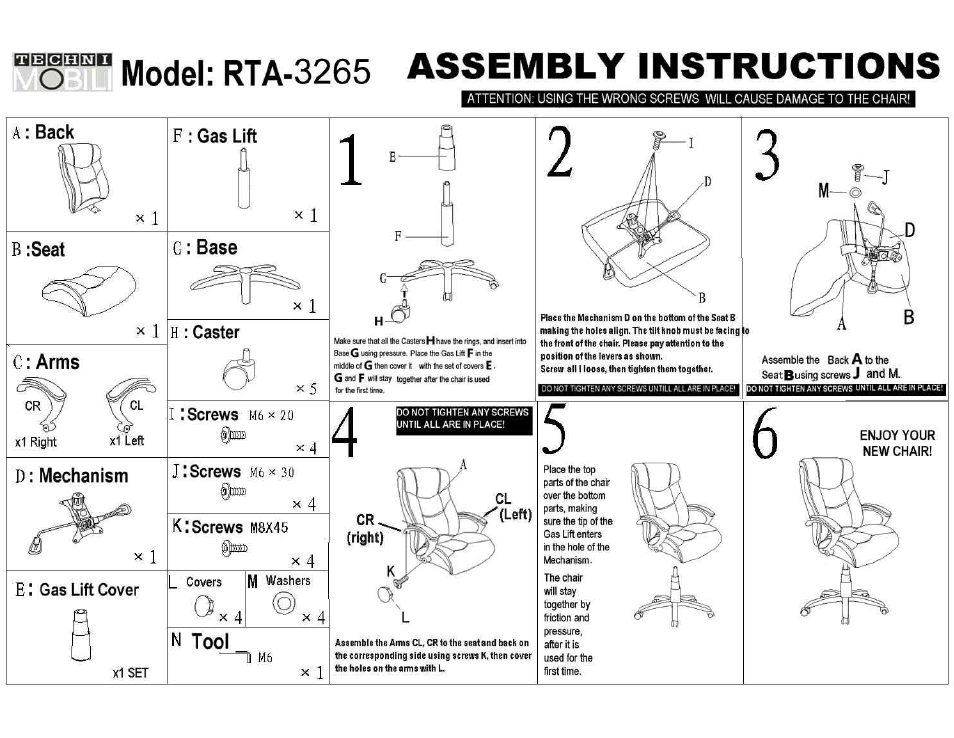 RTA Products RTA-3265 User Manual | 3 pages