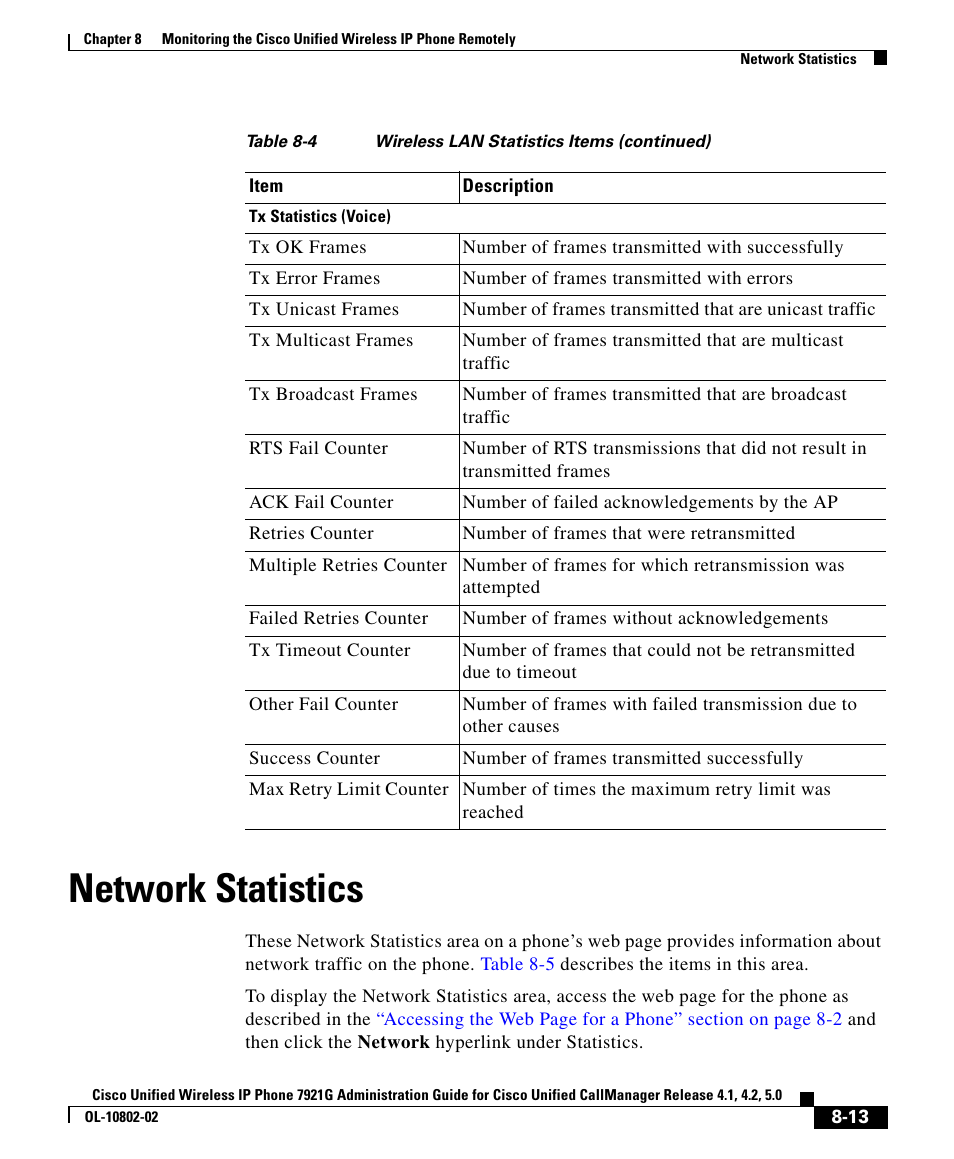 Network statistics | Cisco OL-10802-02 User Manual | Page 13 / 20