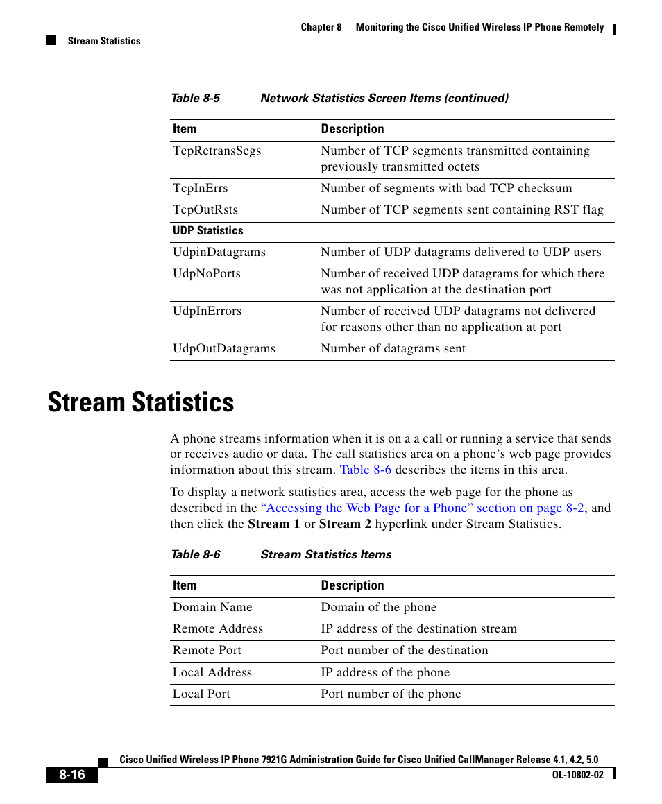 Stream statistics | Cisco OL-10802-02 User Manual | Page 16 / 20