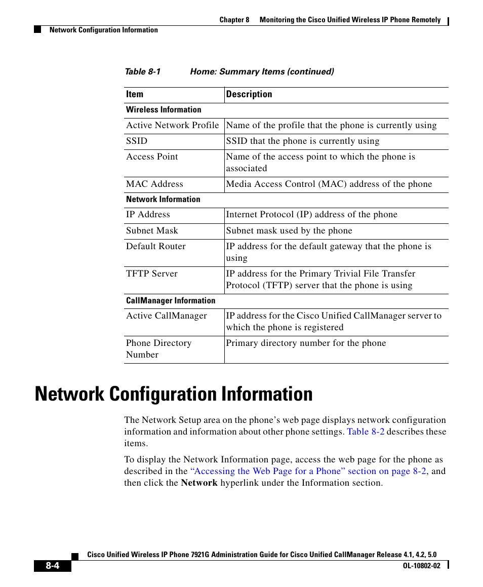 Network configuration information | Cisco OL-10802-02 User Manual | Page 4 / 20