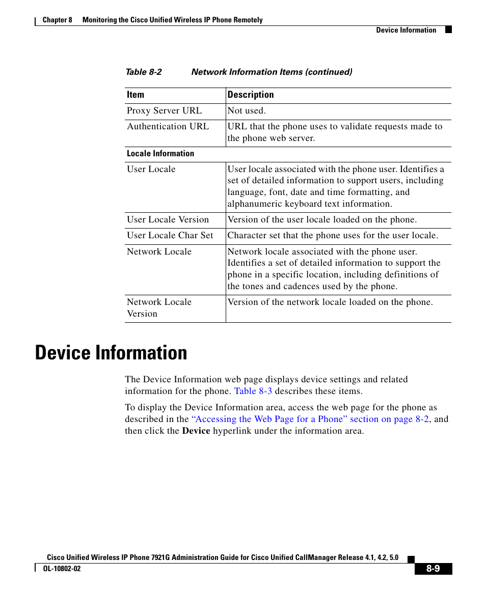 Device information, Device information” section on | Cisco OL-10802-02 User Manual | Page 9 / 20