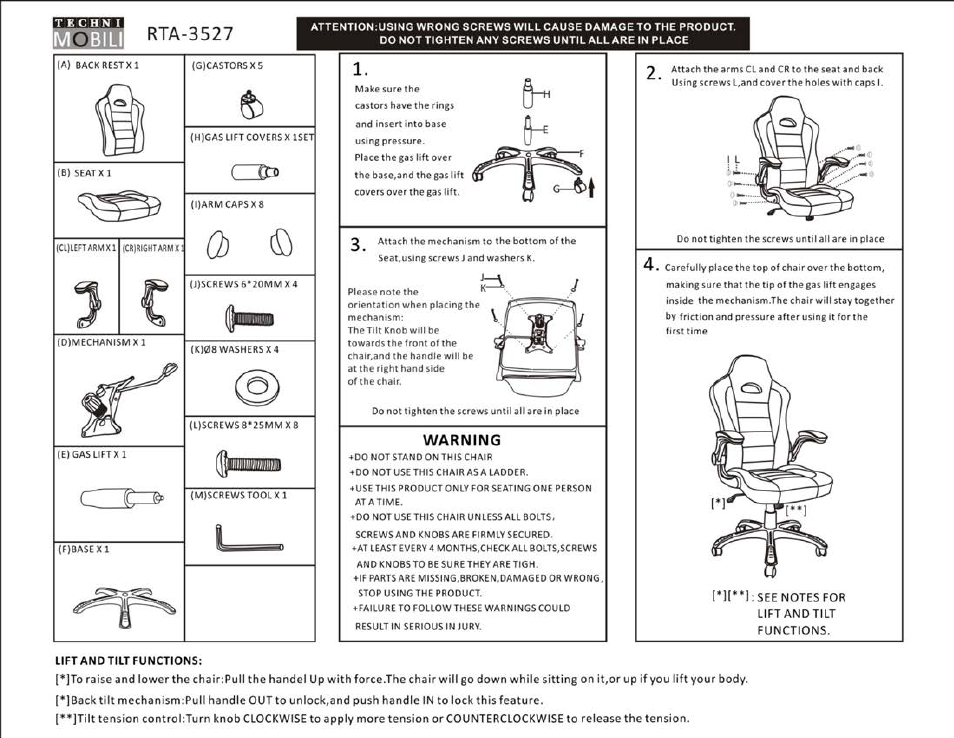 RTA Products RTA-3527 User Manual | 3 pages