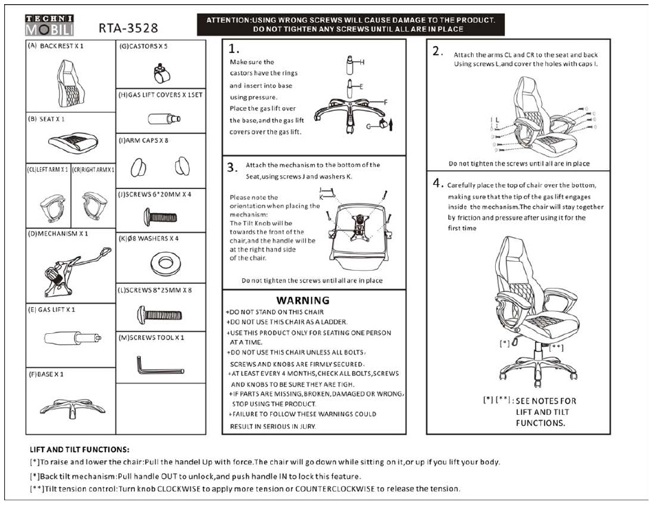 RTA Products RTA-3528 User Manual | 3 pages