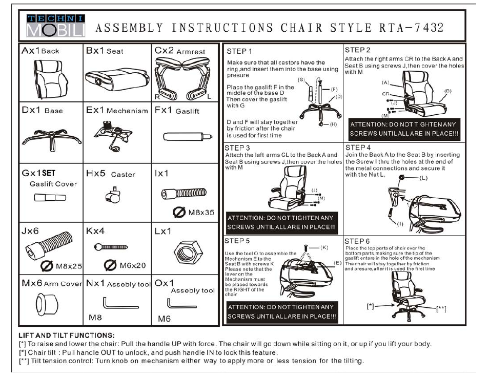 RTA Products RTA-7432 User Manual | 3 pages
