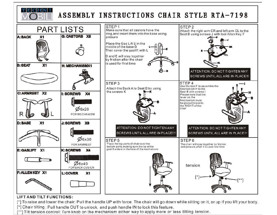 RTA Products RTA-7198 User Manual | 3 pages