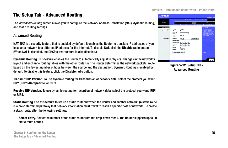 The setup tab - advanced routing | Cisco WIRELESS-G WRT54GP2 User Manual | Page 33 / 112