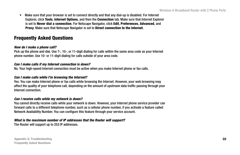 Frequently asked questions | Cisco WIRELESS-G WRT54GP2 User Manual | Page 75 / 112