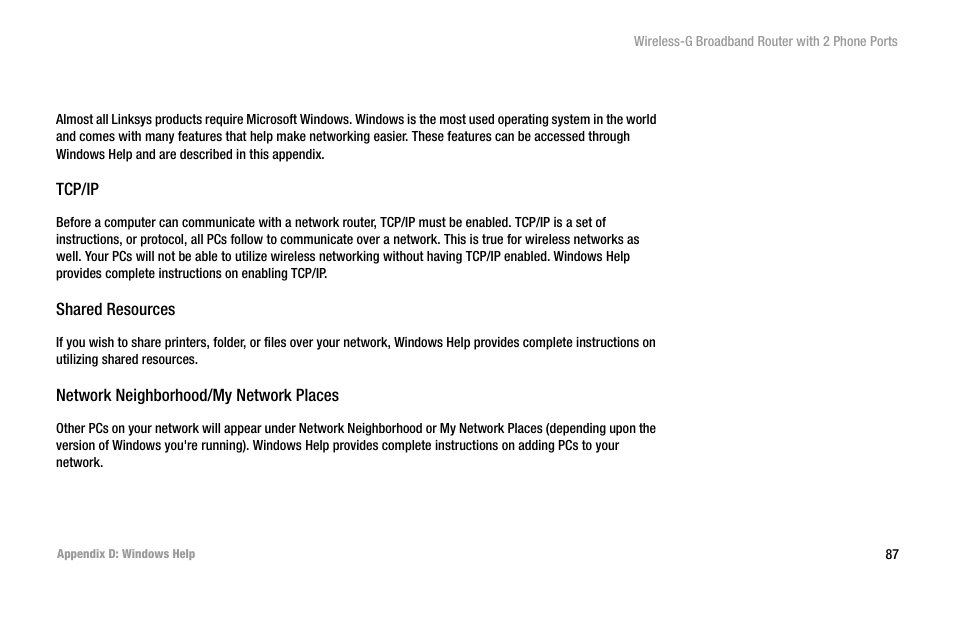 Appendix d: windows help | Cisco WIRELESS-G WRT54GP2 User Manual | Page 93 / 112