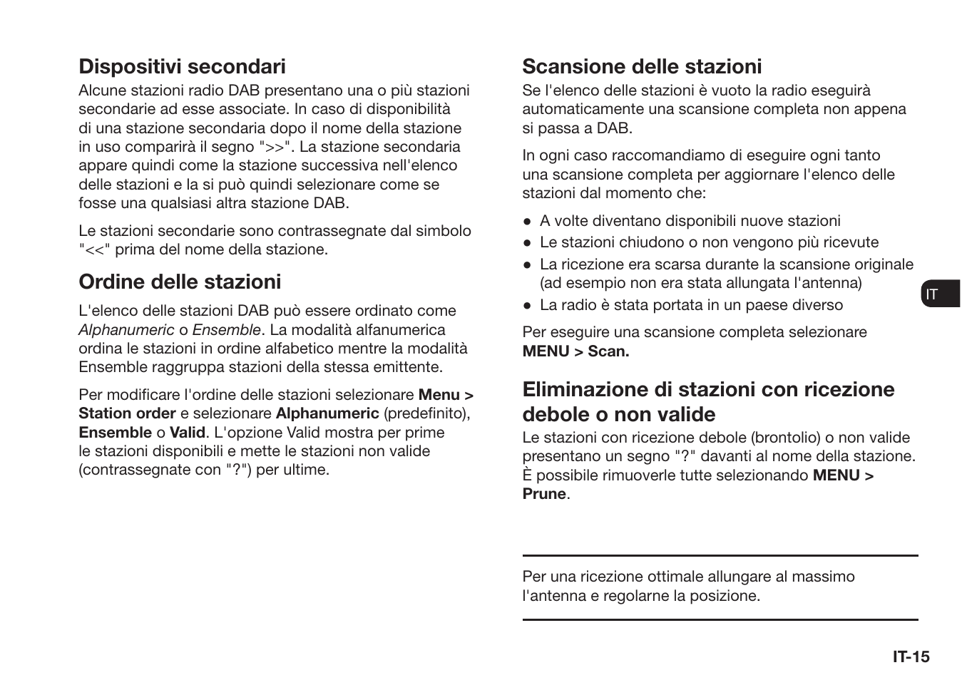 Dispositivi secondari, Ordine delle stazioni, Scansione delle stazioni | Ruark Audio R1 (mk3) User Manual | Page 115 / 160