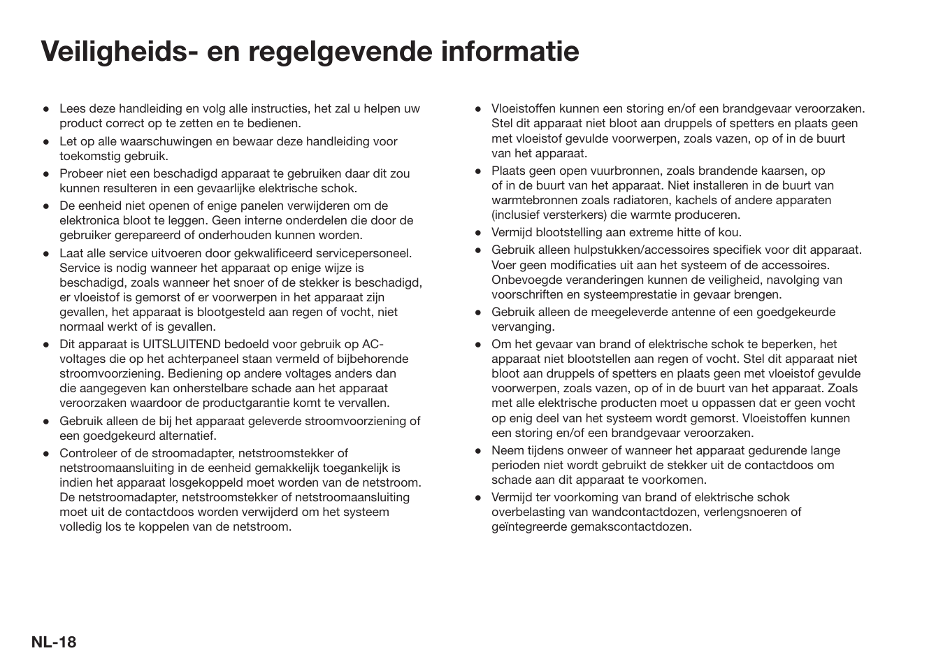 Veiligheids- en regelgevende informatie, Nl-18 | Ruark Audio R1 (mk3) User Manual | Page 138 / 160