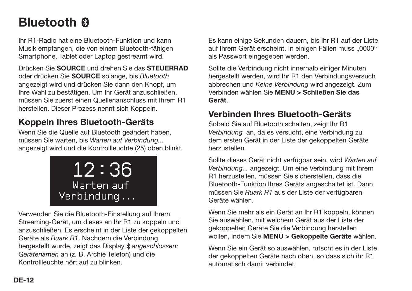 Bluetooth | Ruark Audio R1 (mk3) User Manual | Page 52 / 160