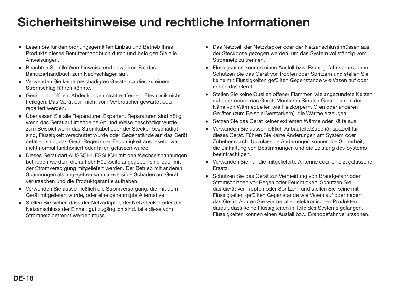 Sicherheitshinweise und rechtliche informationen, De-18 | Ruark Audio R1 (mk3) User Manual | Page 58 / 160