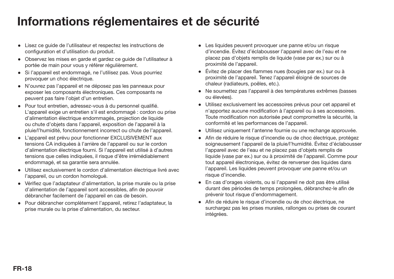 Informations réglementaires et de sécurité, Fr-18 | Ruark Audio R1 (mk3) User Manual | Page 98 / 160