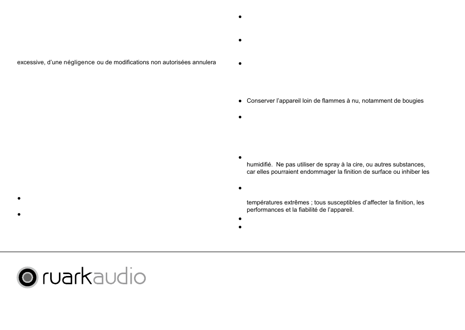 Informations concernant la garantie, Précautions, Entretien général | Ruark Audio R1 (mk2) User Manual | Page 24 / 84
