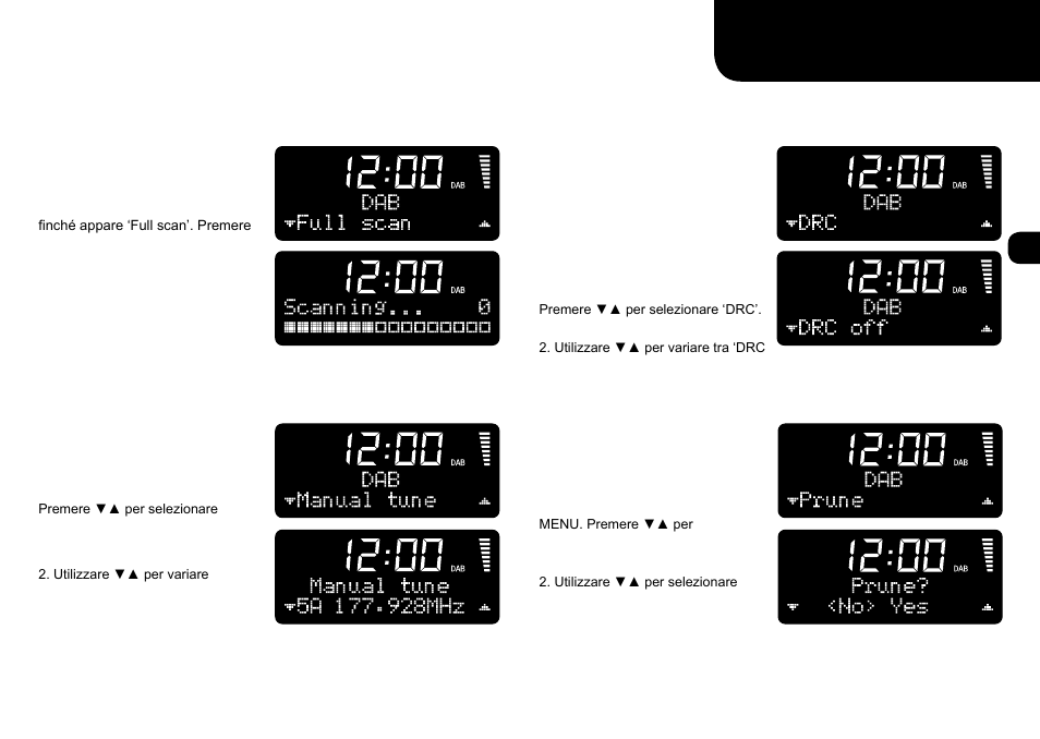 Impostazioni dab avanzate, Full scan, Manual tune | Prune | Ruark Audio R1 (mk2) User Manual | Page 43 / 84