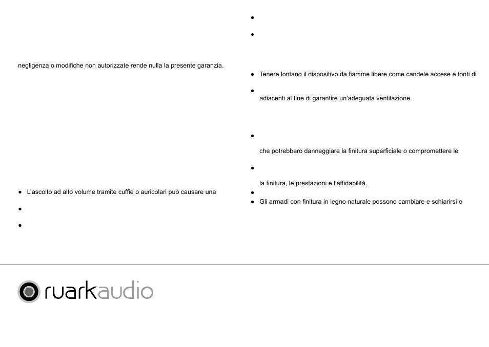 Informazioni sulla garanzia, Precauzioni, Manutenzione generale | Garanzia per vendite internazionali | Ruark Audio R1 (mk2) User Manual | Page 48 / 84