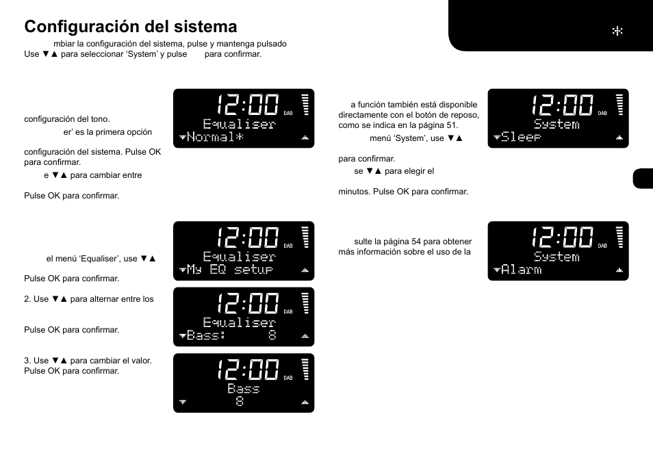 Configuración del sistema, Ecualizador, Personalización de ‘my eq | Sleep, Alarma | Ruark Audio R1 (mk2) User Manual | Page 57 / 84