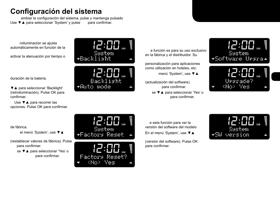 Configuración del sistema, Retroiluminación, Valores de fábrica | Versión del software, Actualización del software | Ruark Audio R1 (mk2) User Manual | Page 59 / 84