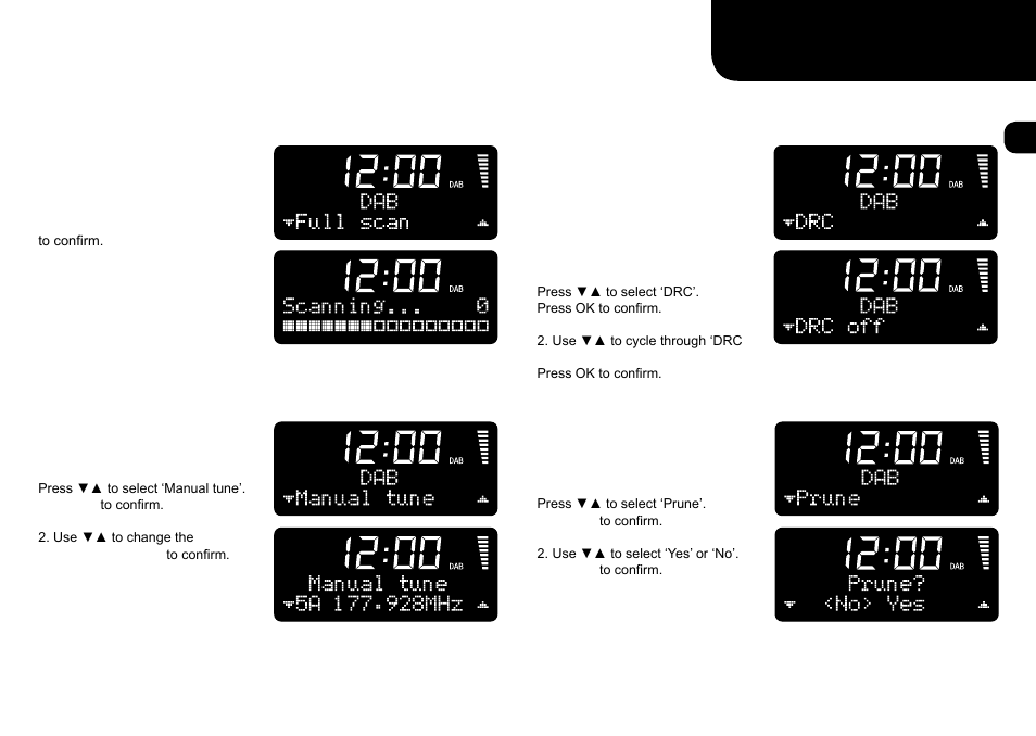 Advanced dab settings, Full scan, Manual tune | Prune | Ruark Audio R1 (mk2) User Manual | Page 7 / 84