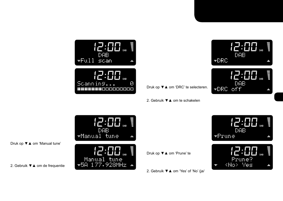 Geavanceerde dab-instellingen, Volledige scan, Handmatig afstemmen | Prune | Ruark Audio R1 (mk2) User Manual | Page 79 / 84