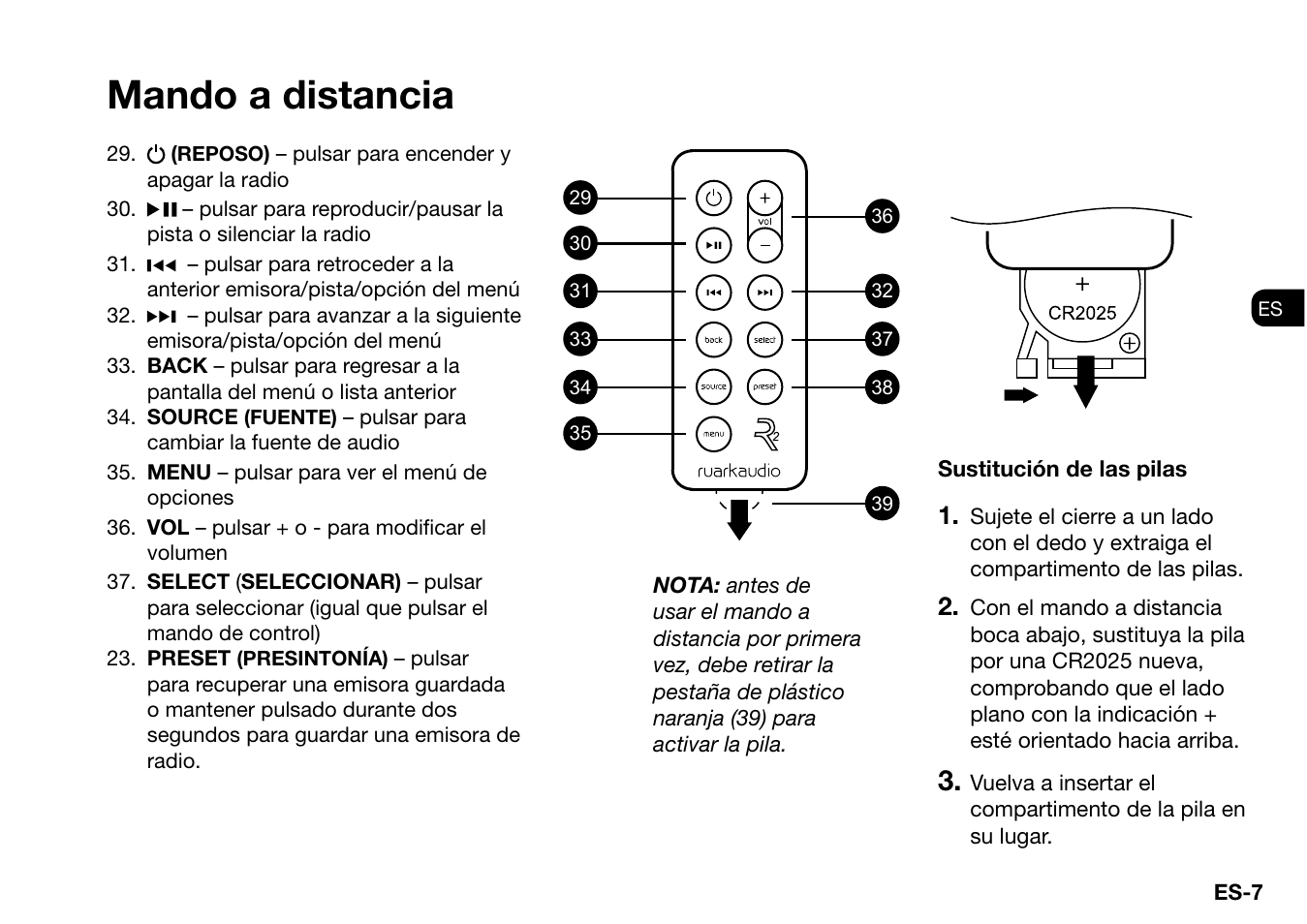 Mando a distancia | Ruark Audio R2 (mk3) User Manual | Page 103 / 256